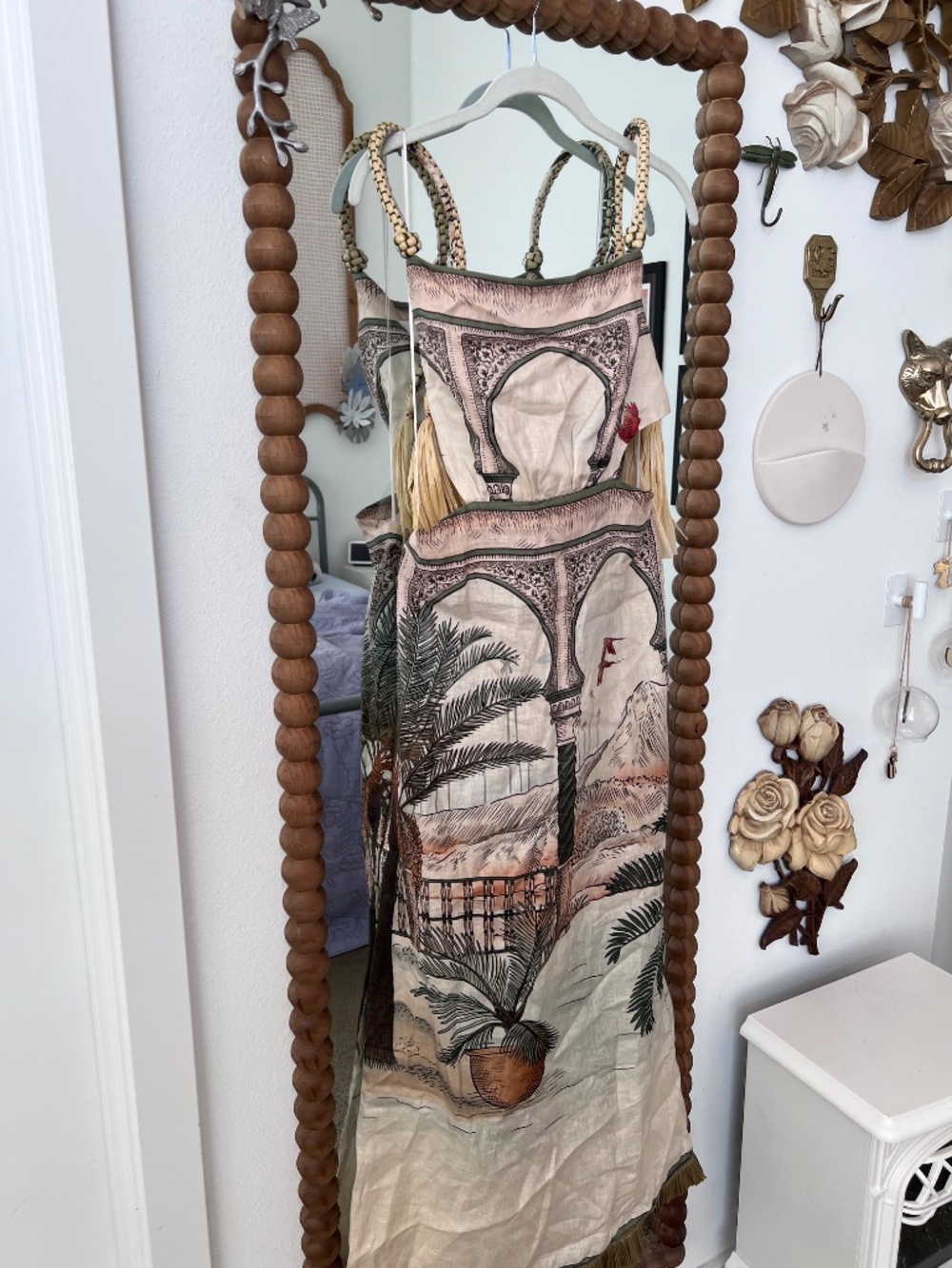 Johanna Ortiz Cartagening Linen Midi Dress Scenic Print Size 6 NWT Resort - Picture 9 of 10